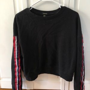Cropped crew neck sweater